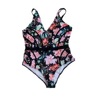 Shein Swimsuit Women Size 3XL One Piece Tropical Removable Pads Adjustable NEW